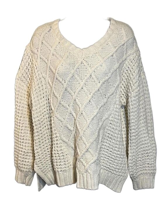 Altar'd State Sweaters - Altar’d State Chunky Mixed-Knit Sweater-Boho Chic, Cottagecore Coastal Small